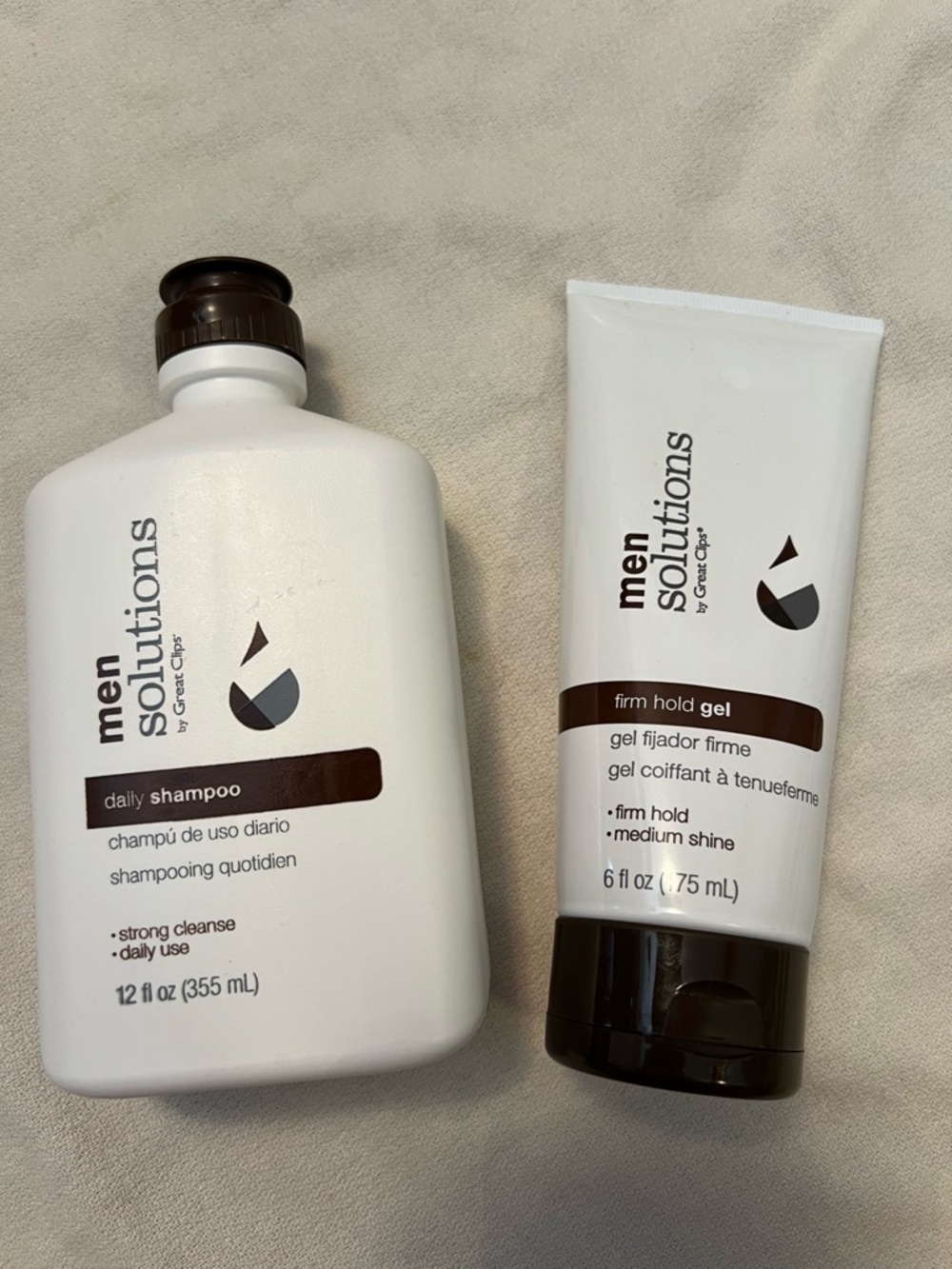 Men Solutions By Great Clips Daily Shampoo & Firm Hold Gel& Medium Shine.